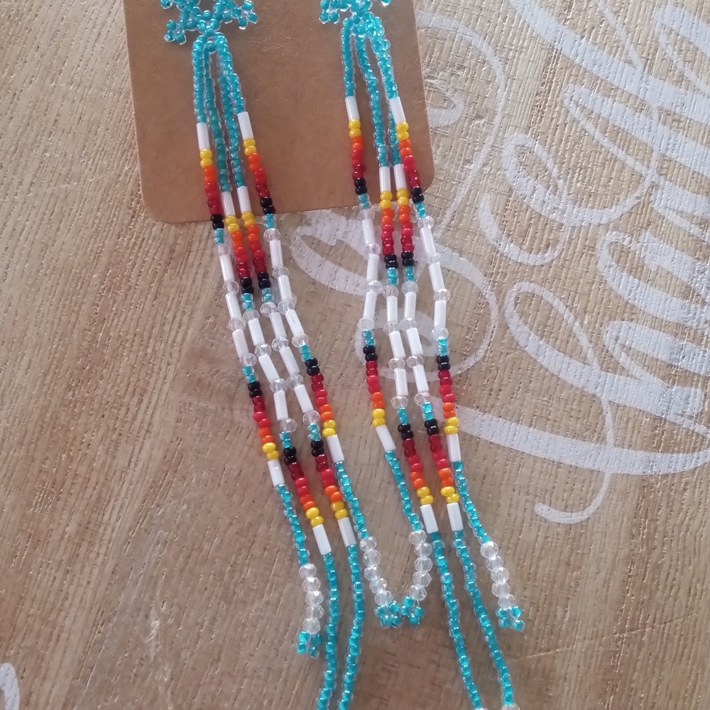 Beaded Snowflake Dangle Earrings - image 2